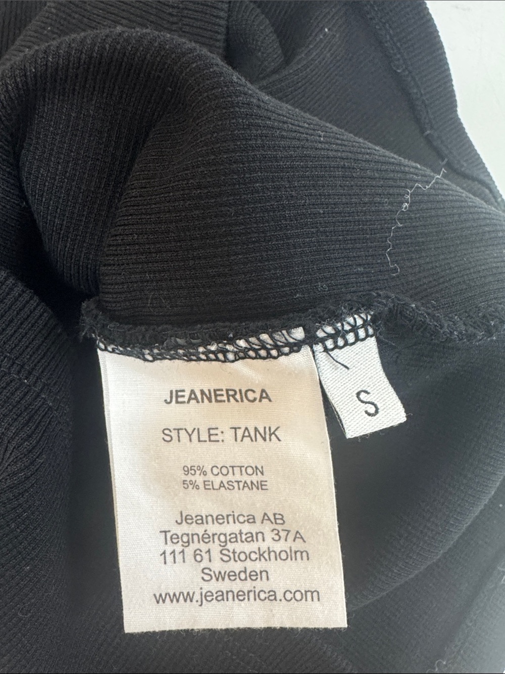 Jeanerica Women's Black Ribbed Tank Top - Sleek Everyday Layering - Picture 2 of 2